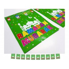 Flags – Ramadan Mubarak – Green -  Pack of 10 